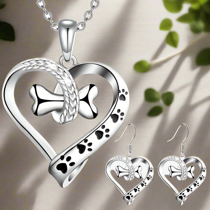 2-Piece Jewelry Set with Paw, Heart & Bone Charms 0