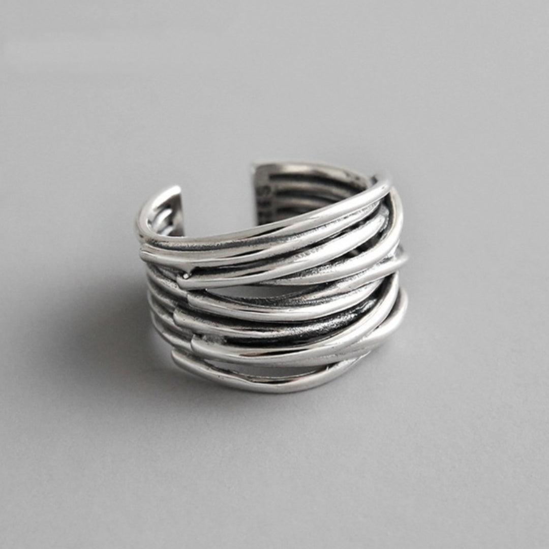 925 Sterling Silver Adjustable Layered Ring 0