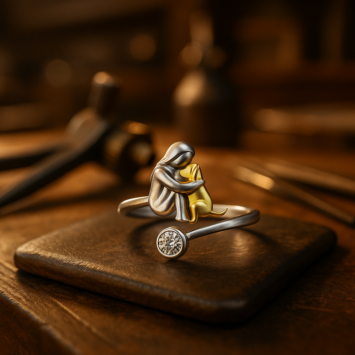 925 Sterling Silver Dog Ring wit Zirconia – Adjustable & Handmade 0