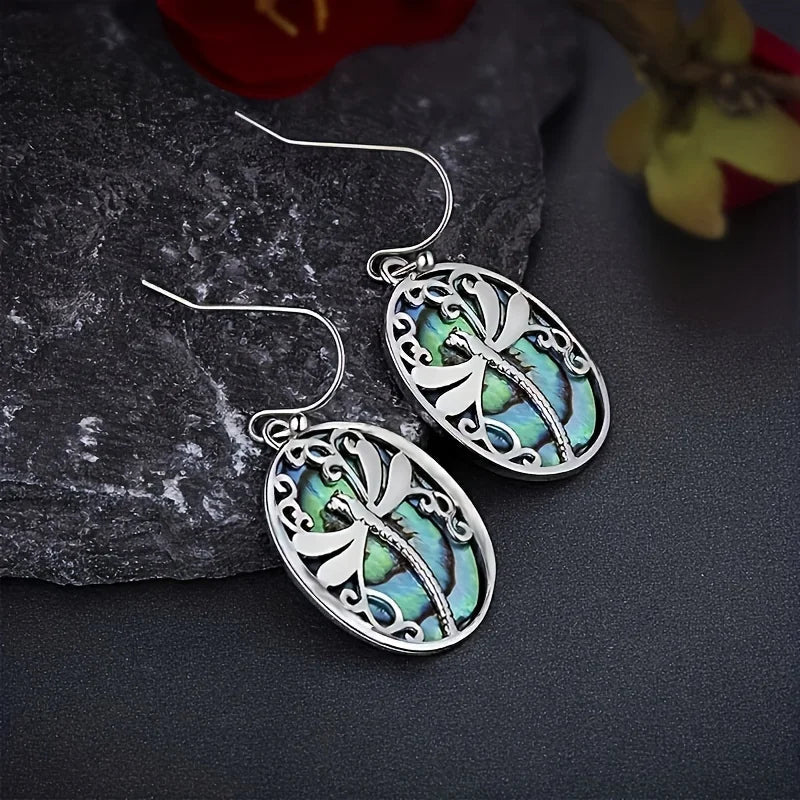 Abalone Shell Dragonfly Earrings – Symbol of Renewal & Grace 1