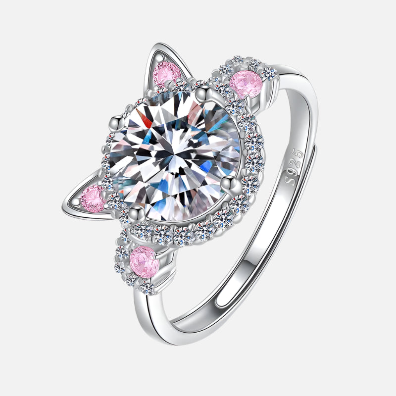 Adjustable Cat Ears Ring with Zirconia 0