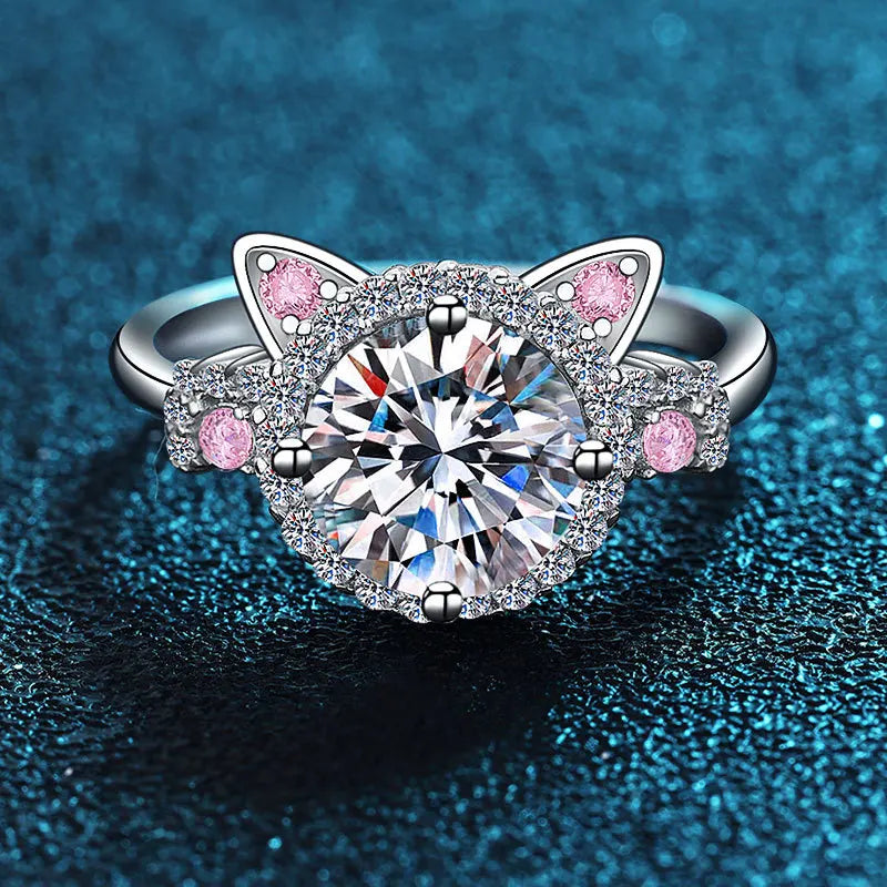 Adjustable Cat Ears Ring with Zirconia 1