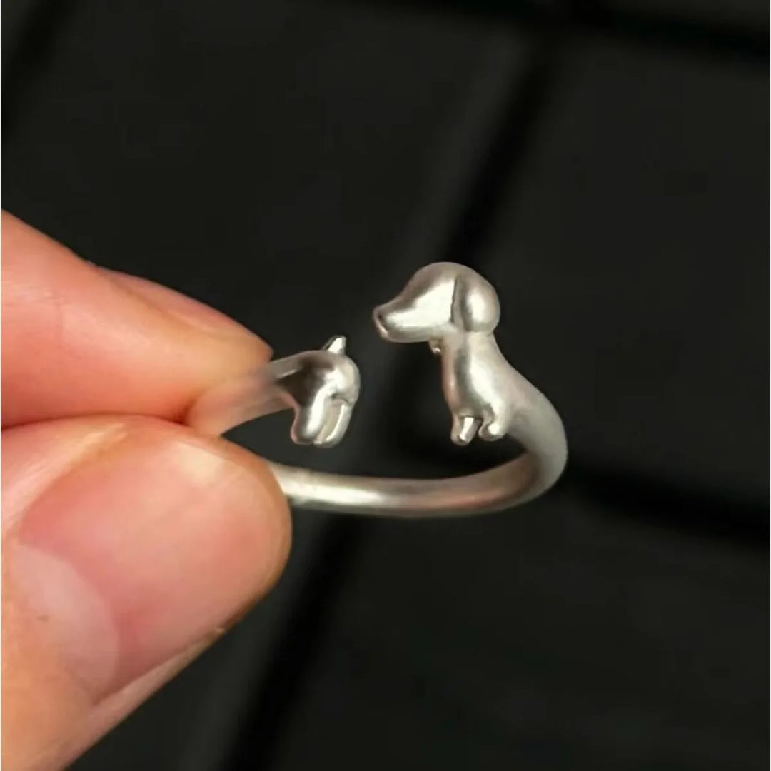 Adjustable Dachshund Rings, Stainless Steel Cute Jewelry for Women, Comfort Fit Daily Wear Best Friend Gift Idea 0