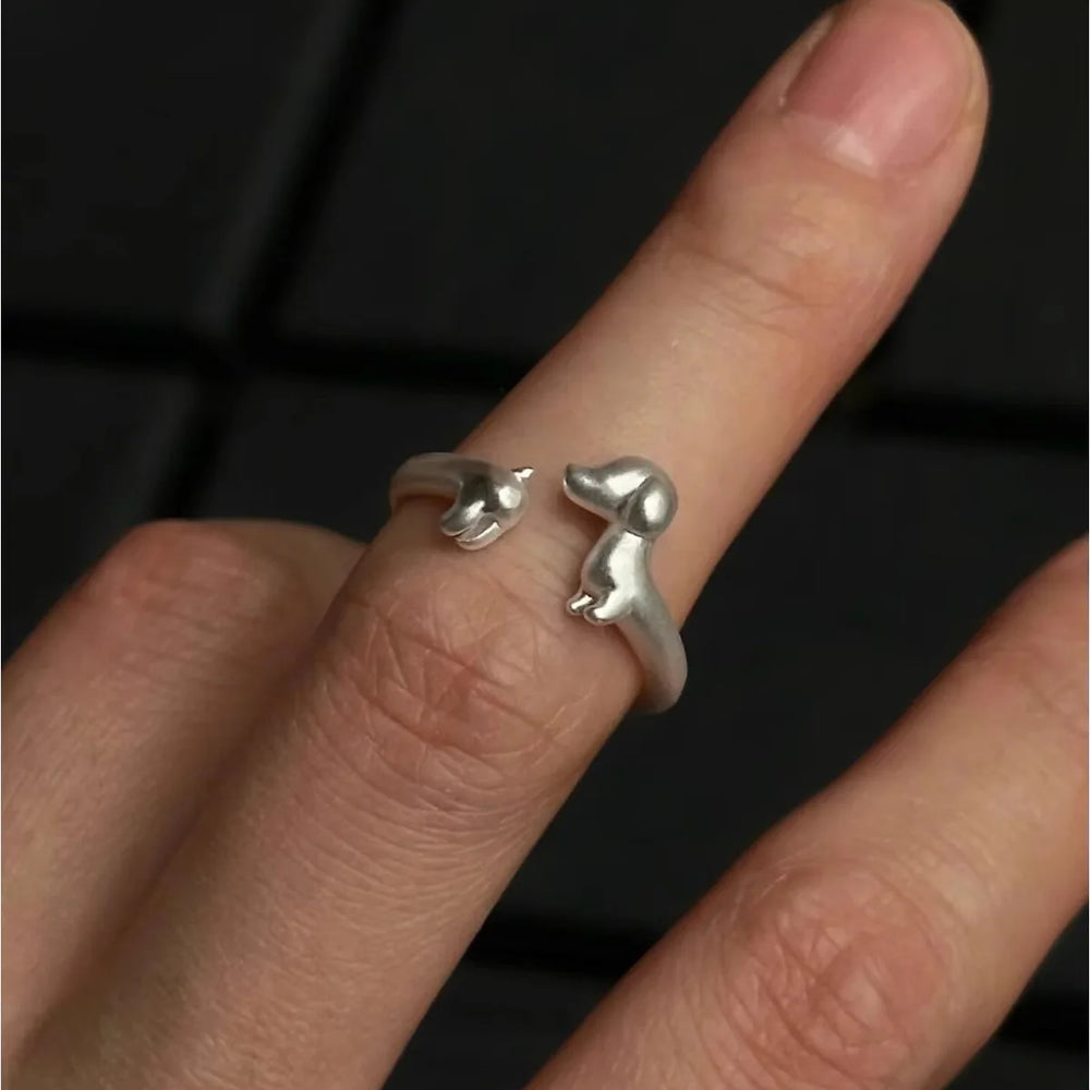 Adjustable Dachshund Rings, Stainless Steel Cute Jewelry for Women, Comfort Fit Daily Wear Best Friend Gift Idea 1