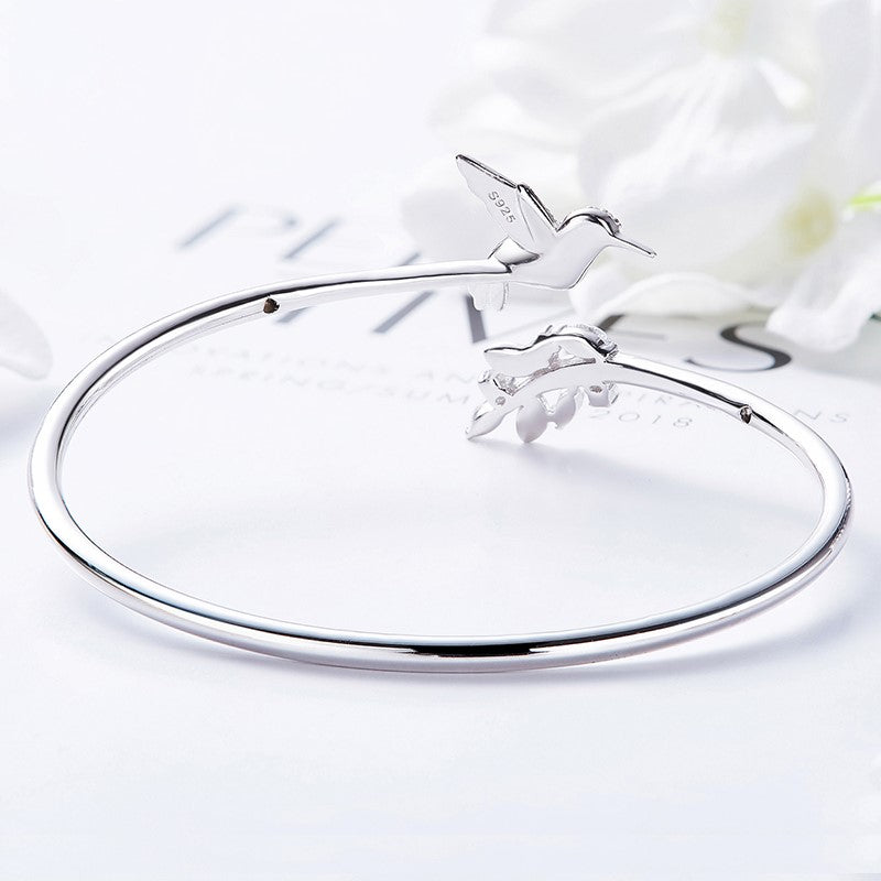 Adjustable Hummingbird Ring with Rhinestone Diamond 1