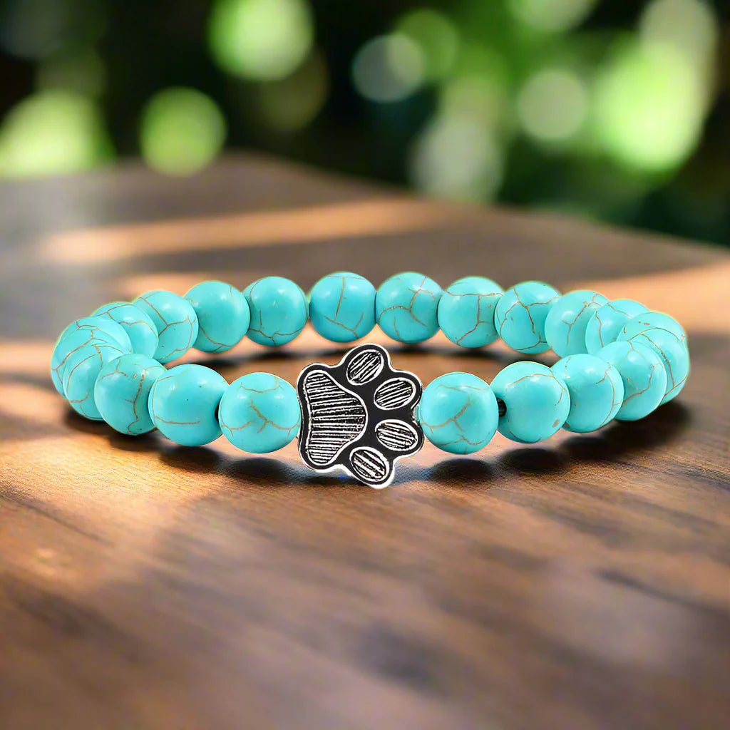 Beaded Paw Bracelet – Natural Stone Design 0