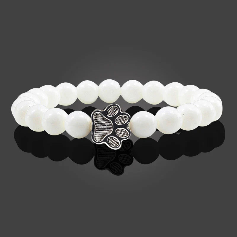 Beaded Paw Bracelet – Natural Stone Design 1