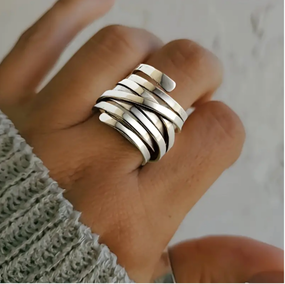 Bliss - Vintage Thick Layer Silver Ring 1