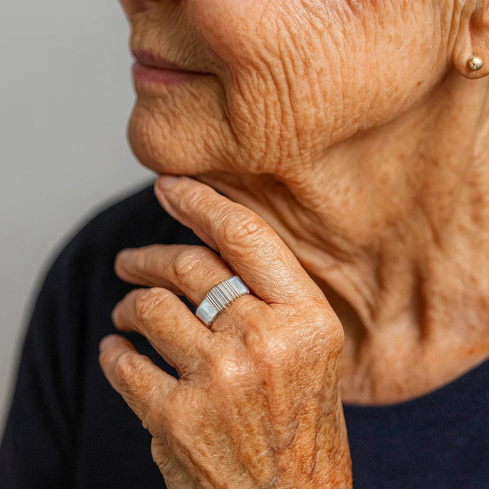 Boho Ring with Gold Threads 1