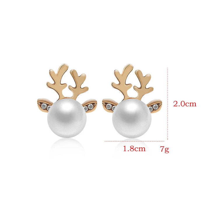 Christmas Reindeer Pearl Earrings 4