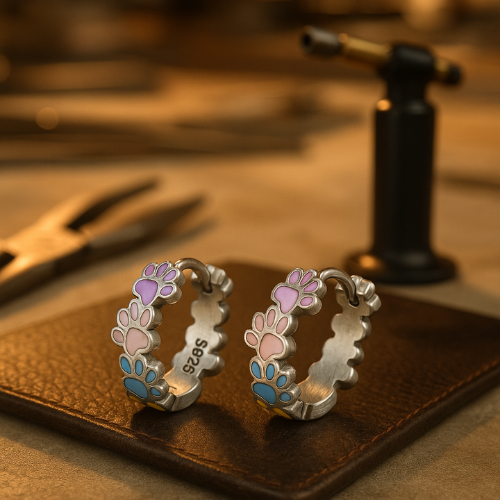 Colourful Paws Hoops Sterling Silver 0