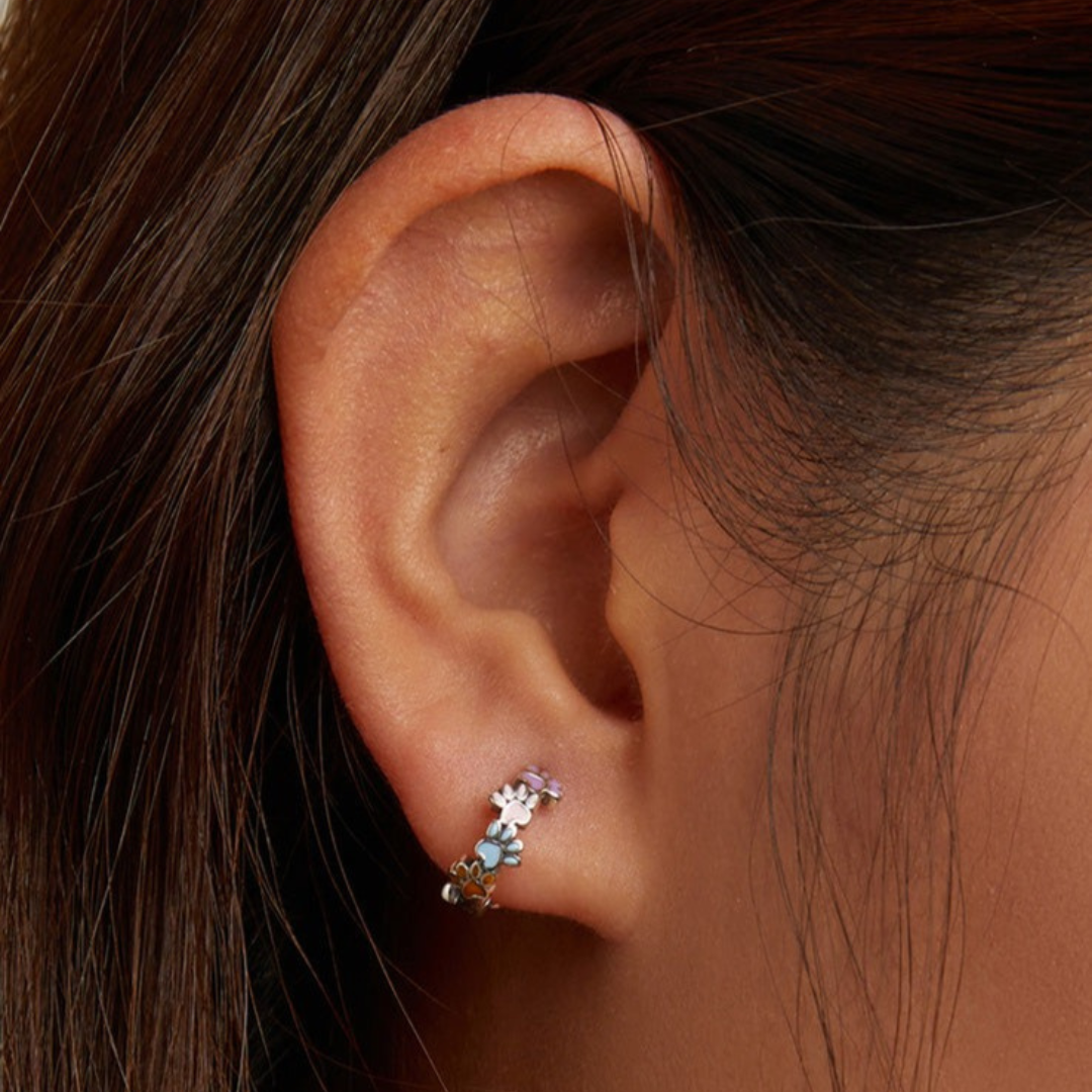 Colourful Paws Hoops Sterling Silver 5