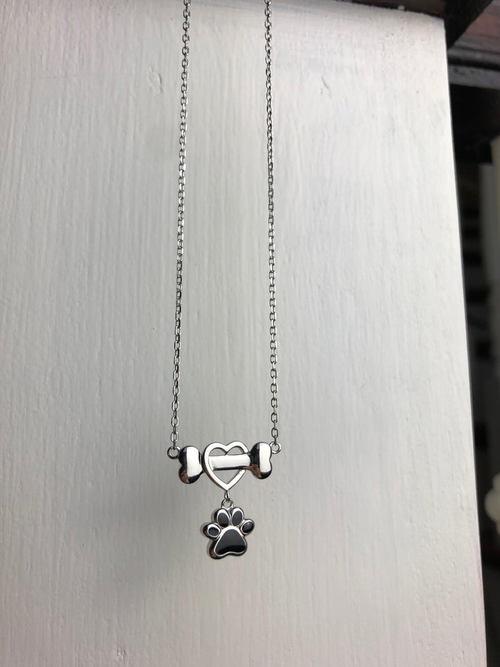 Dainty Dog Paw Necklace in Stainless Steel 0