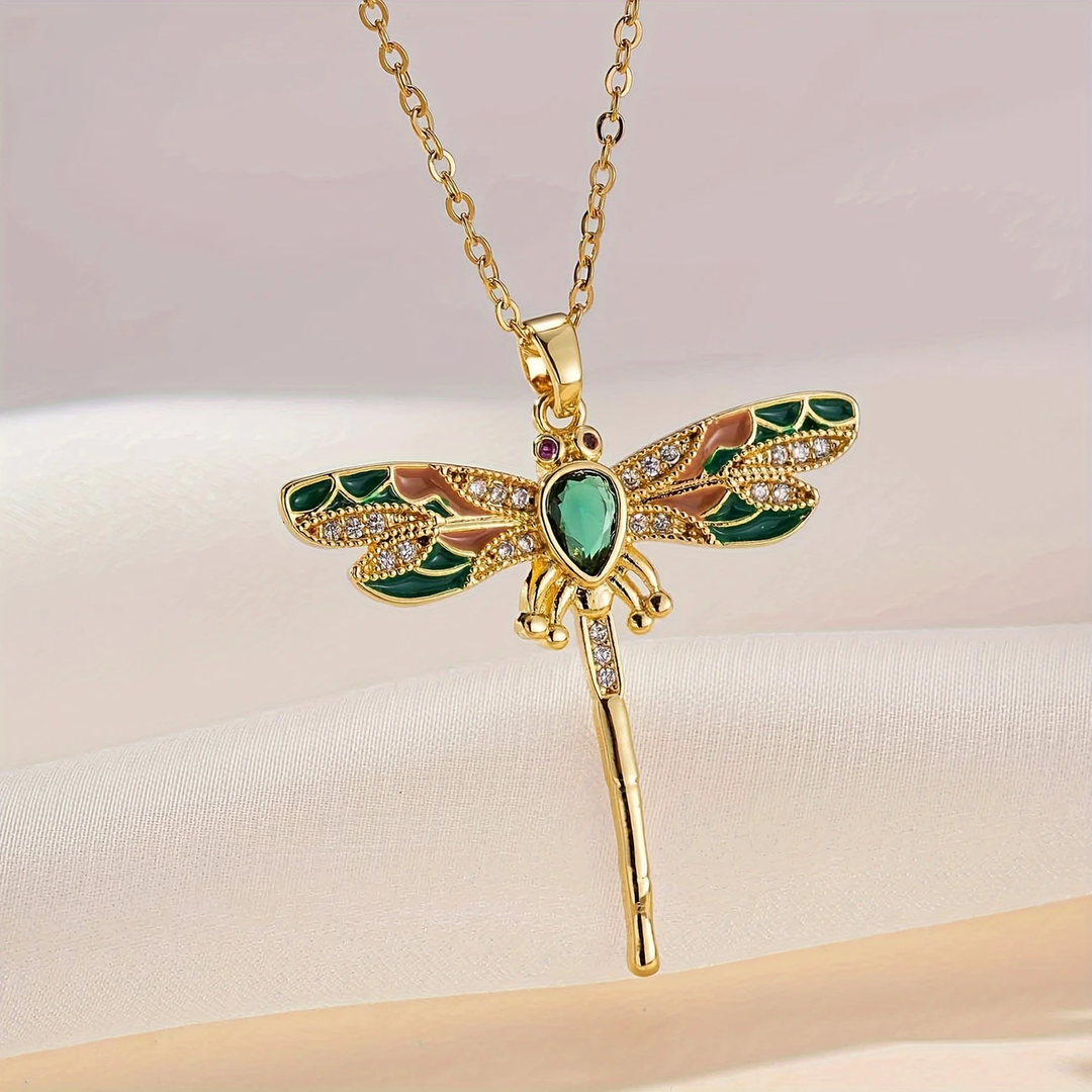 Dancing Dragonfly Golden Dreams Necklace 0