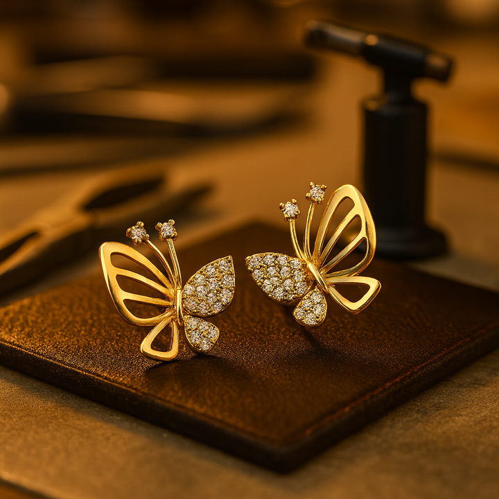 Elegant Zircon Butterfly Stud Earrings 0