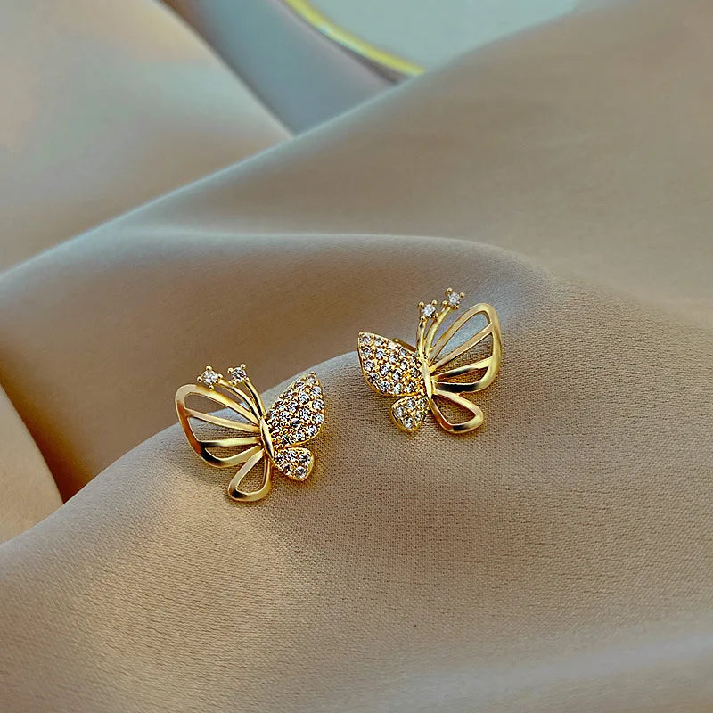 Elegant Zircon Butterfly Stud Earrings 1