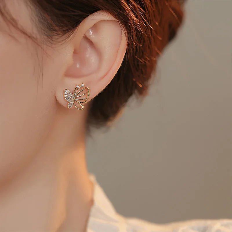 Elegant Zircon Butterfly Stud Earrings 3