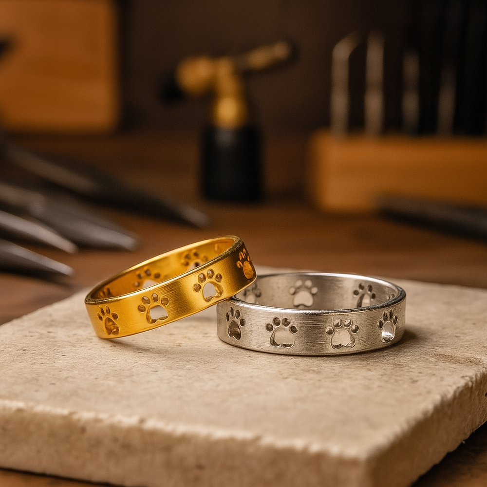 Gold-Tone Paw Print Ring – Stainless Steel 1