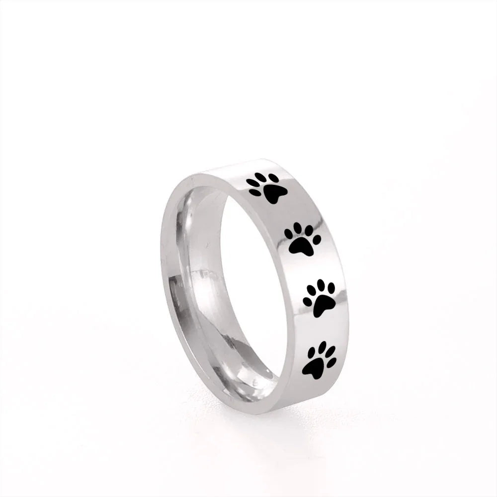 Handcrafted Paw Print Ring in Stainless Steel 0