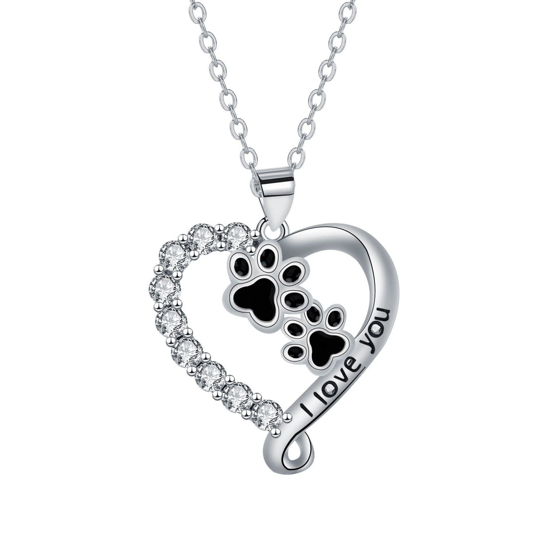 Heart-shaped Pendant Paw Necklace 0