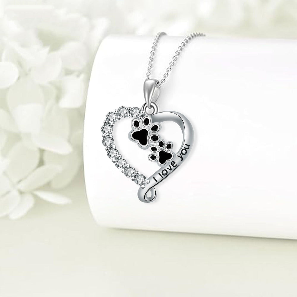 Heart-shaped Pendant Paw Necklace 1