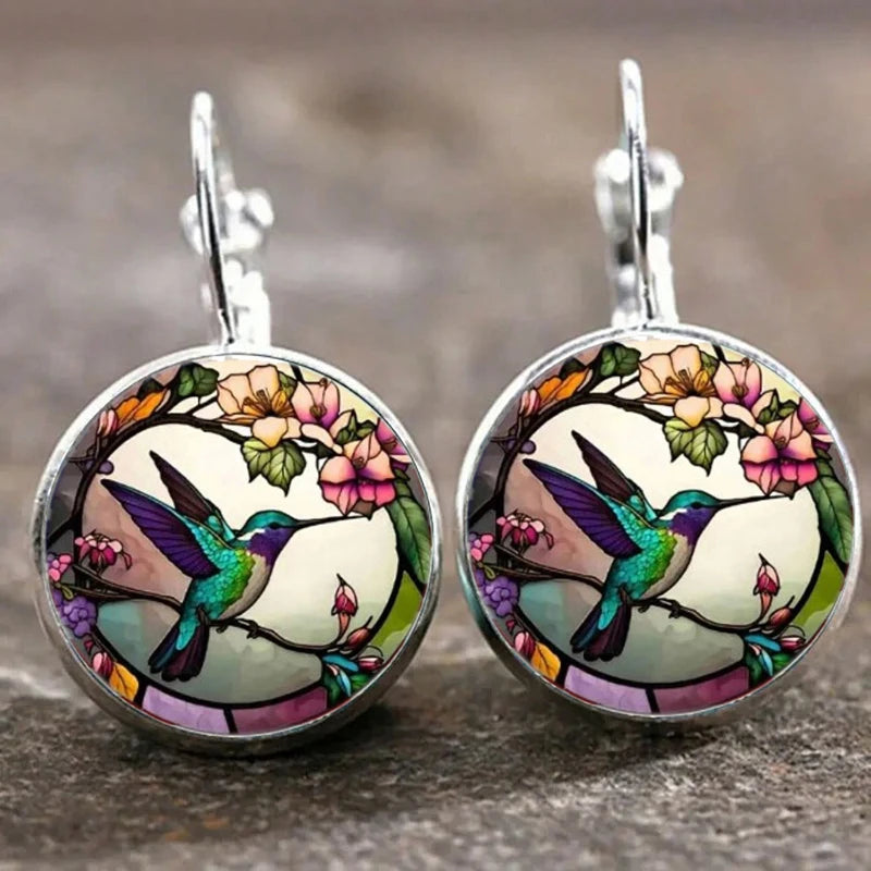Hummingbird Glass Dome Pendant Necklace 5