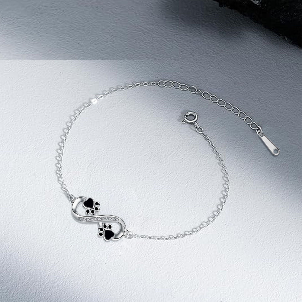 Infinite Symbol Pendant Pet Paw Bracelet with Zirconia 1