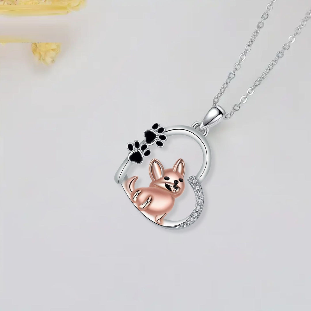 Lovely Heart-shaped Dog Pendant Necklace 3