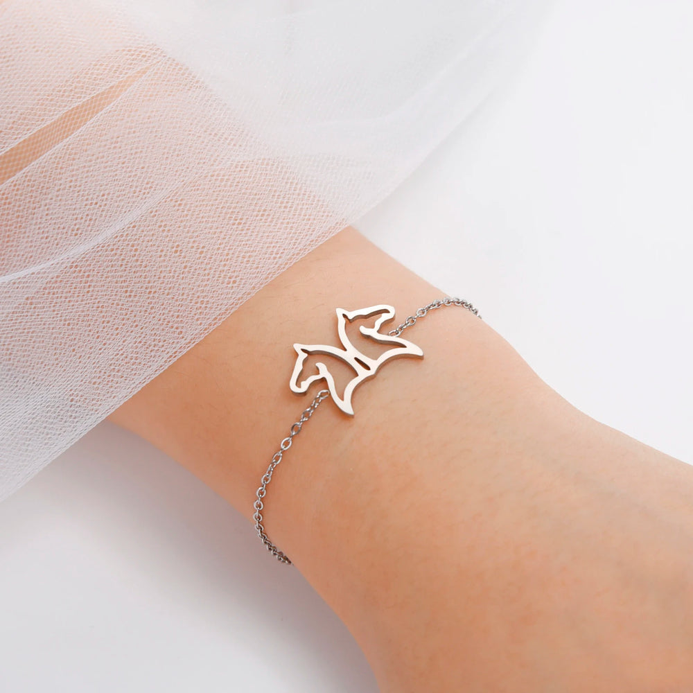 Lunara | Double Horse Head Pendant Bracelet Stainless Steel 1