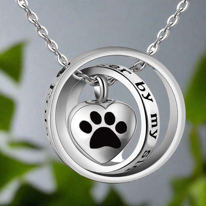 "No Longer By My Side, Forever In My Heart" – Stainless Steel Urn Paw Necklace 0