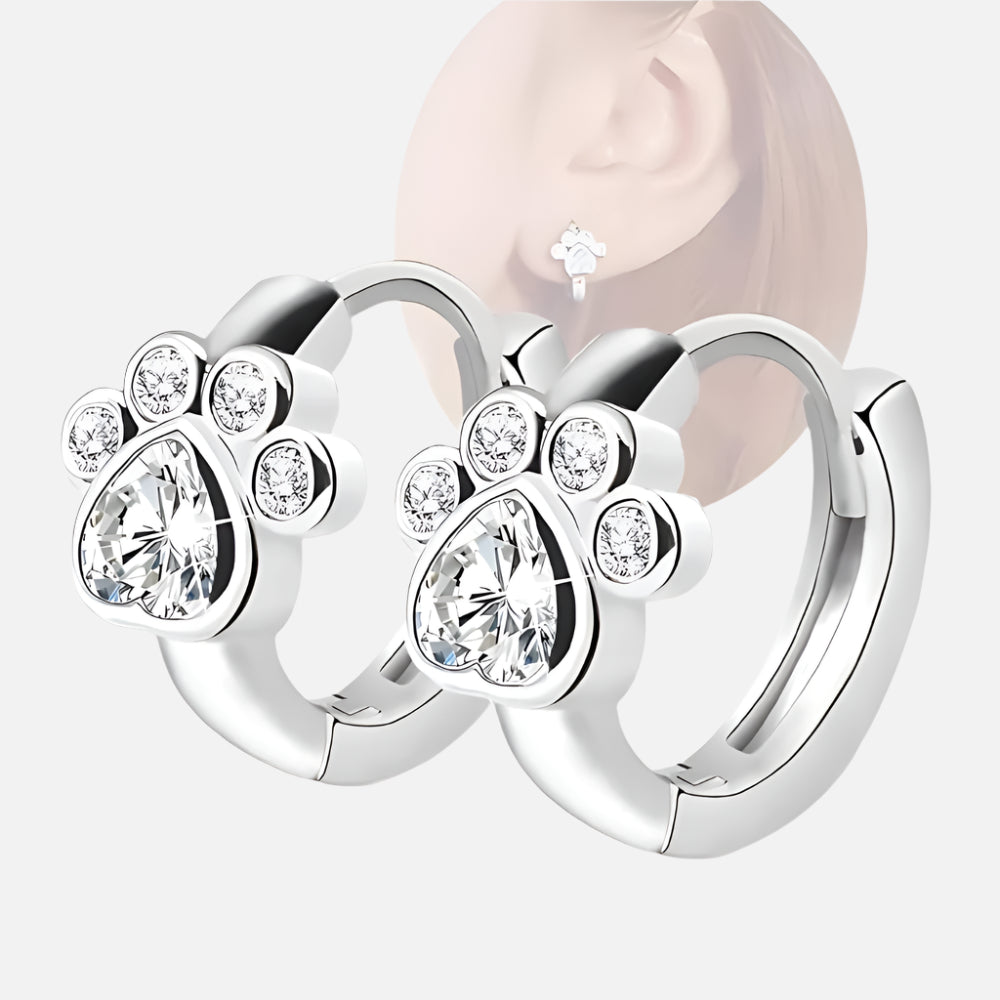 Paw Huggie Hoops with Sparkling Zirconia 0