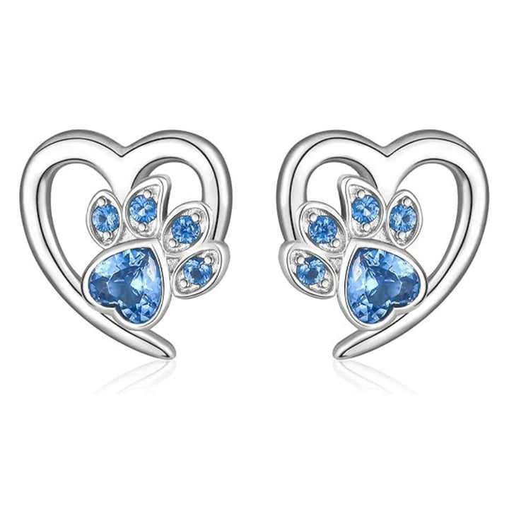 Paw and Heart Earrings with Zirconia 0