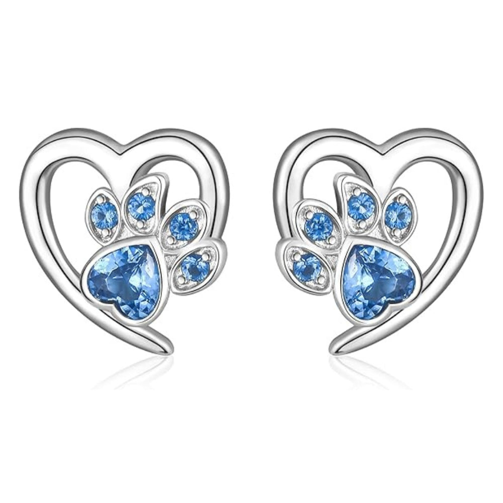Paw and Heart Earrings with Zirconia 0