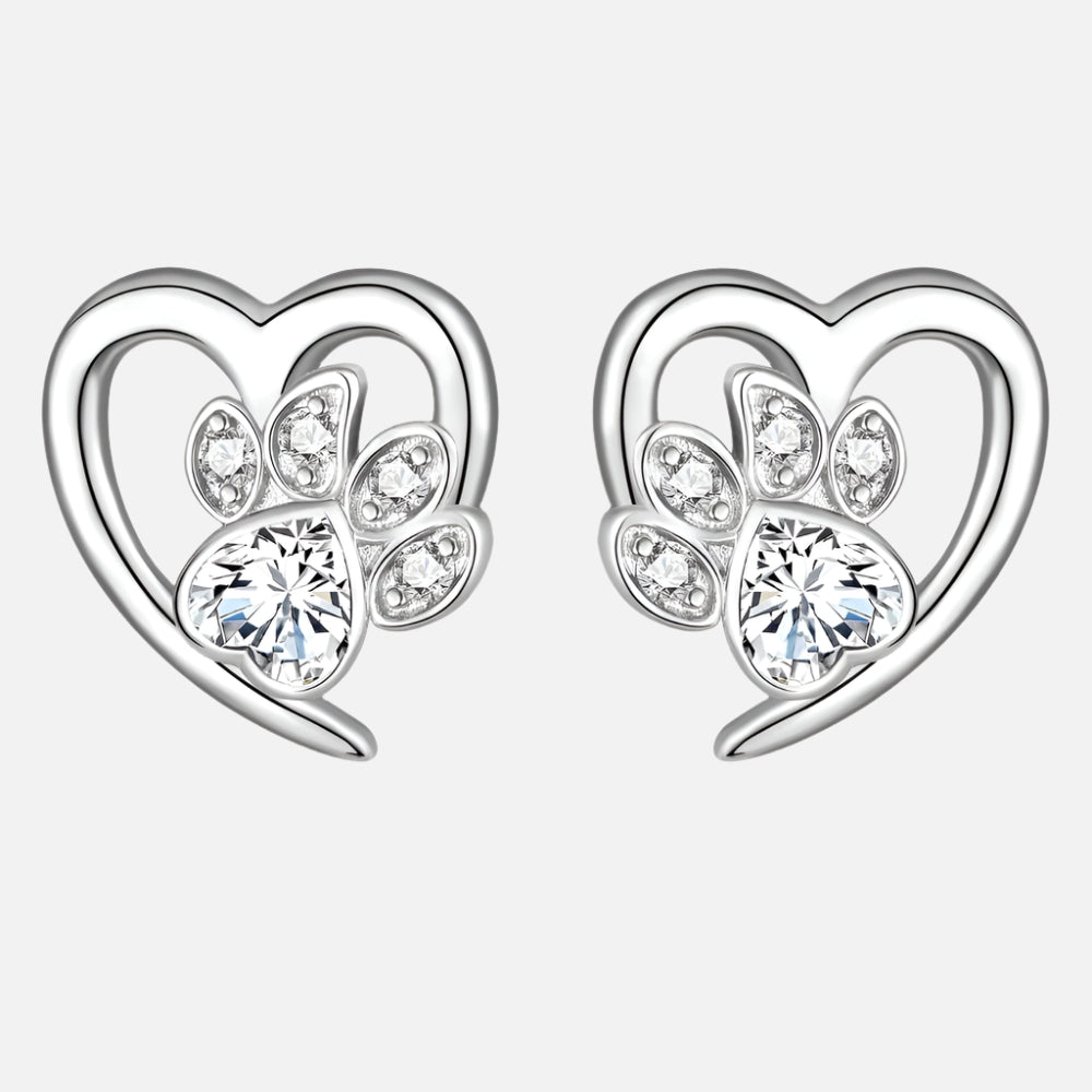 Paw and Heart Earrings with Zirconia 2