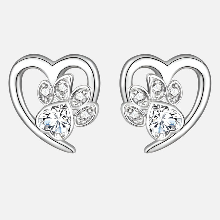 Paw and Heart Earrings with Zirconia 2