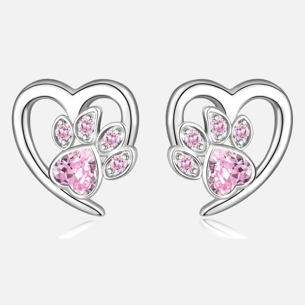 Paw and Heart Earrings with Zirconia 5