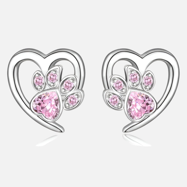 Paw and Heart Earrings with Zirconia 5