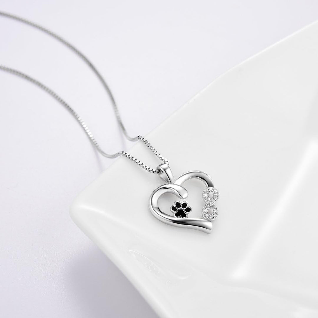 Paw and Heart Necklace with Infinity Charm 0