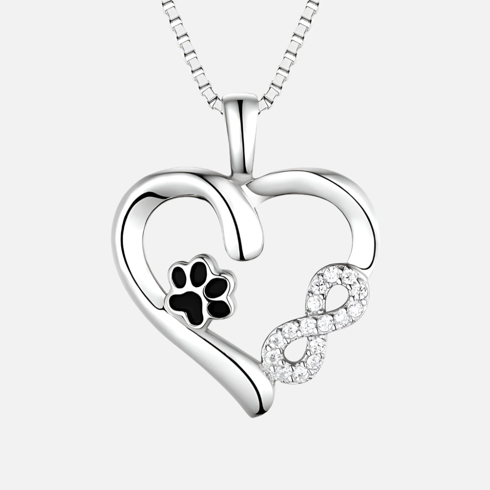 Paw and Heart Necklace with Infinity Charm 1