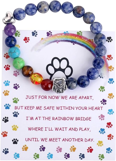 Rainbow Bridge Memorial Bracelet – 7 Chakra Bead Gift for Pet Loss 1
