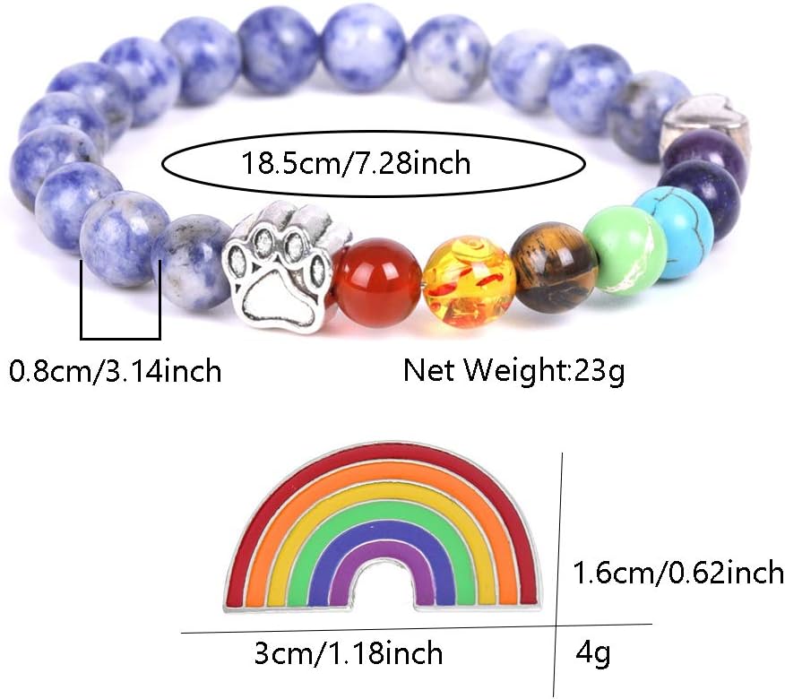 Rainbow Bridge Memorial Bracelet – 7 Chakra Bead Gift for Pet Loss 3