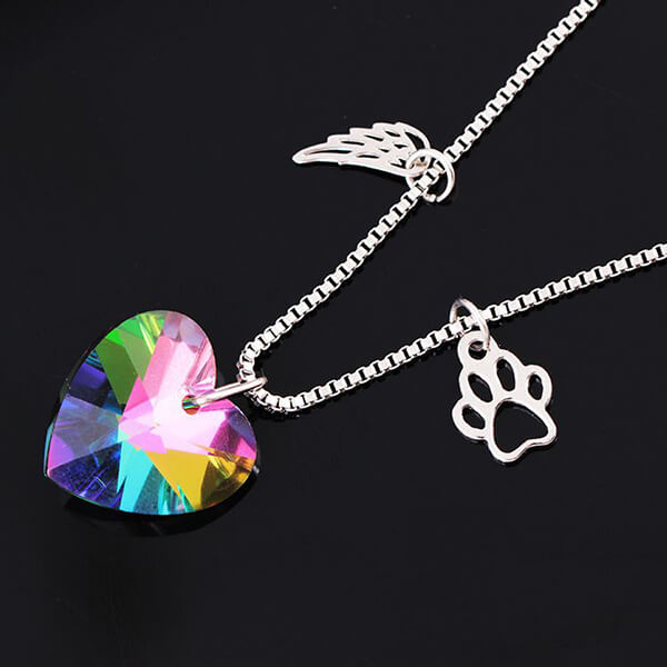 Rainbow Memorial Necklace with Heart Pendant 0