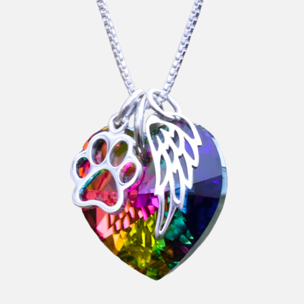 Rainbow Memorial Necklace with Heart Pendant 2
