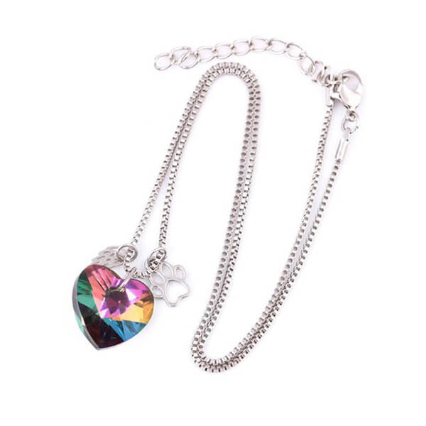 Rainbow Memorial Necklace with Heart Pendant 3