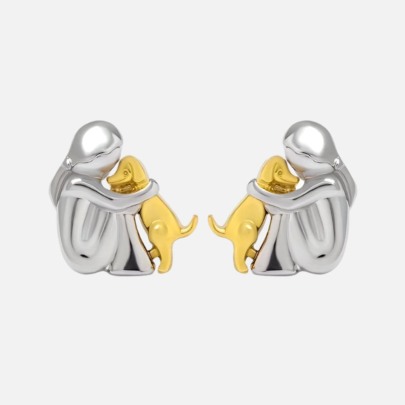 Silver and Gold Two-Tone Hug Earrings 1