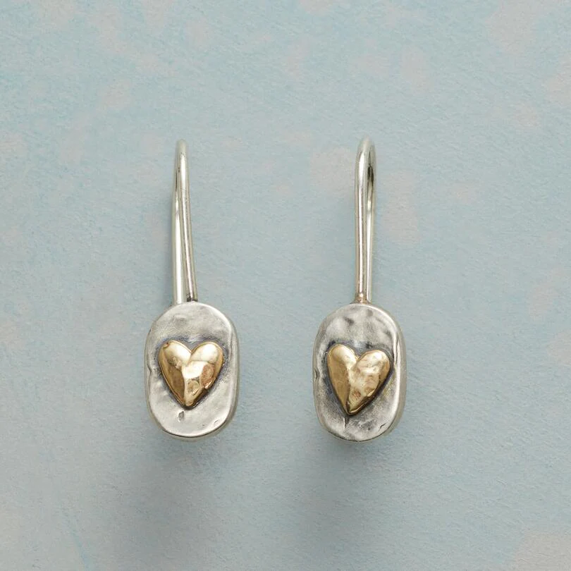 Silver and gold heart earrings 0