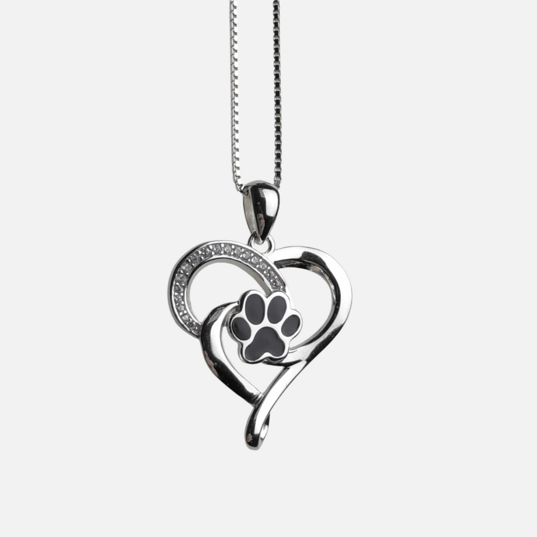 Stainless Steel Infinity Necklace with Heart & Paw 1