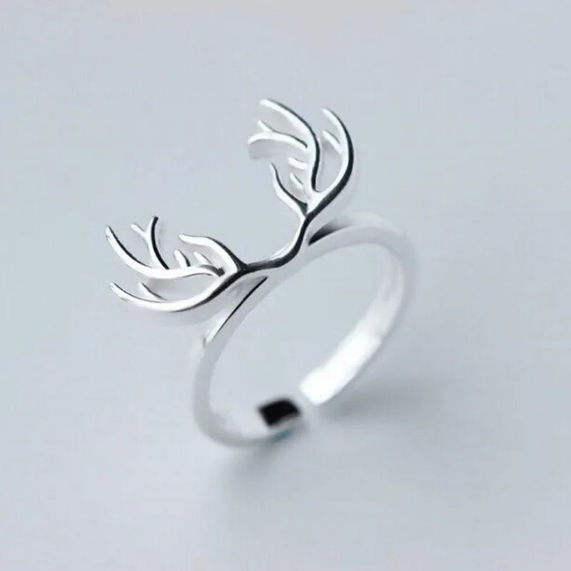 Sterling Silver Antler Ring 0