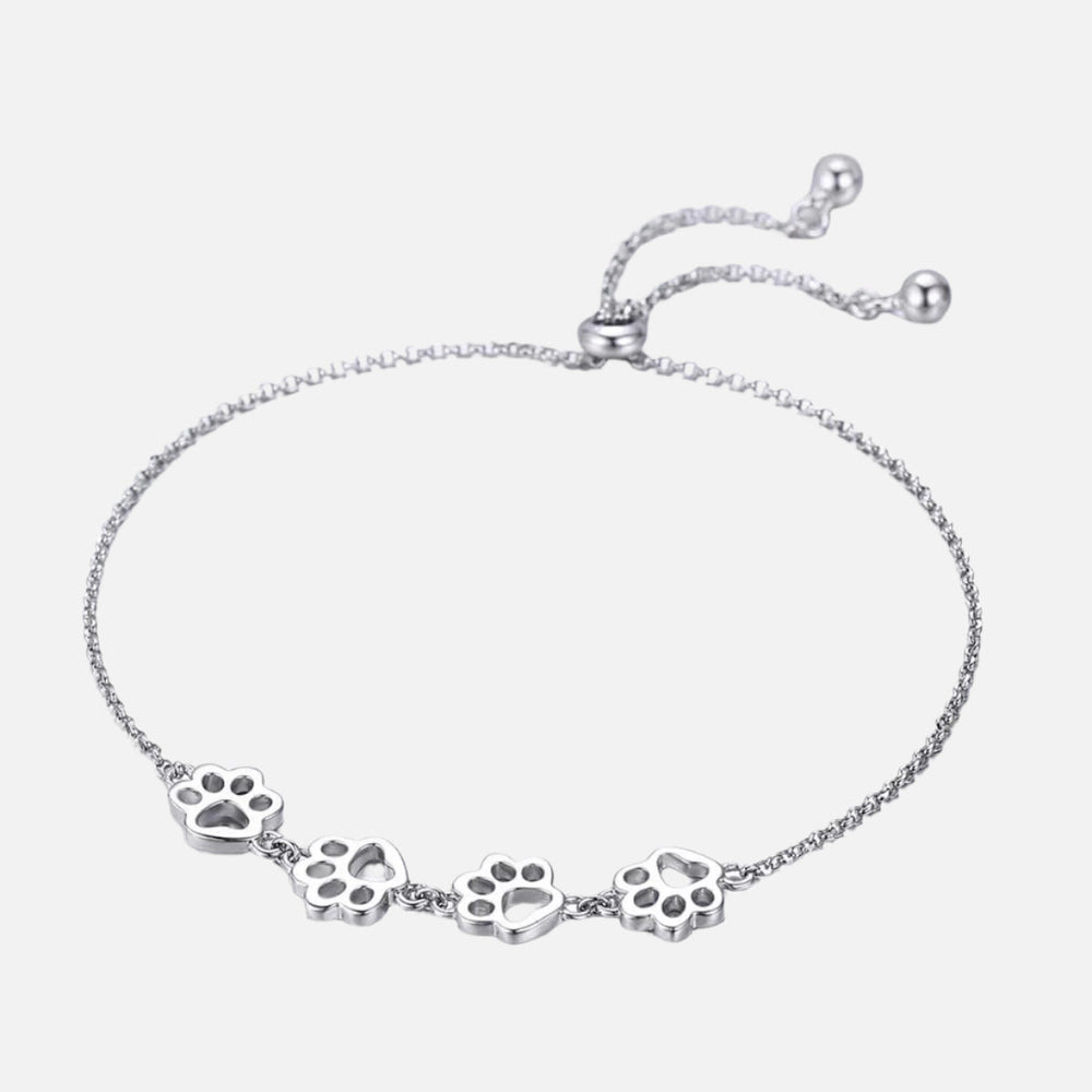 Sterling Silver Paw Print Bracelet – Adjustable Fit 1