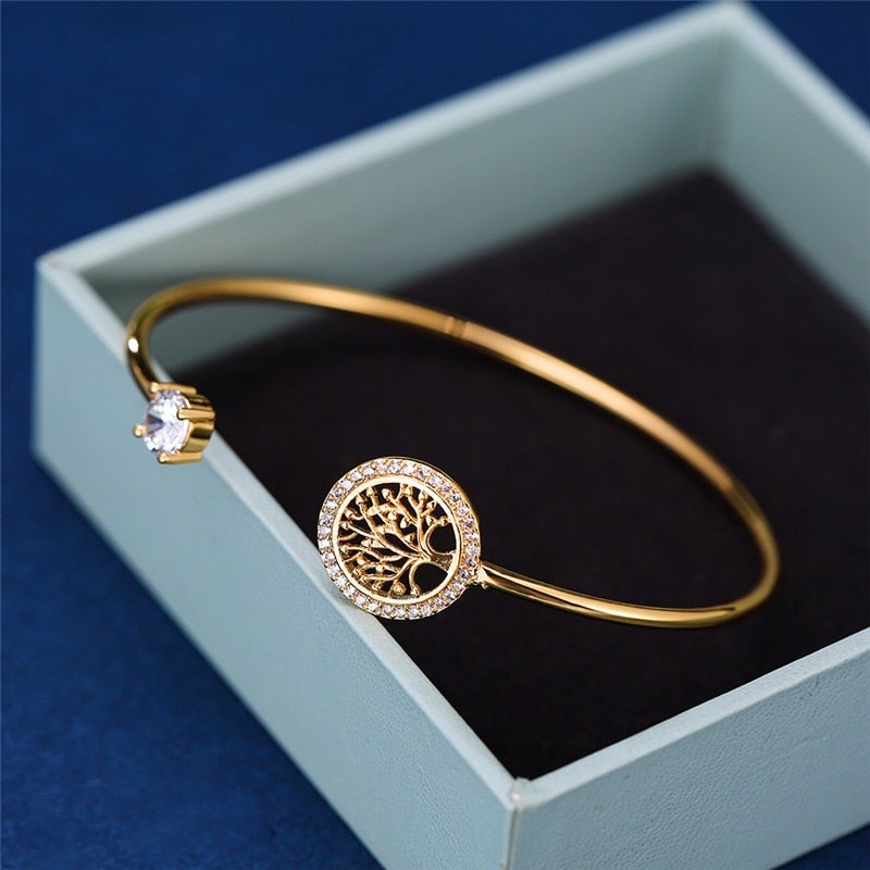 Tree of Life Pendant Adjustable Bracelet with Zirconia 0